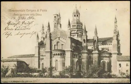 Pavia Monumentale Certosa di Pavia Parte posteriore della Chiesa 1906