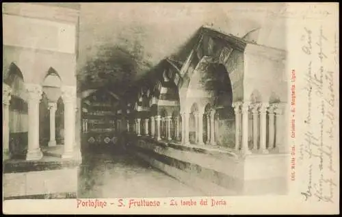 Cartolina Portofino S. Fruttuoso - Le tombe dei Doria 1904