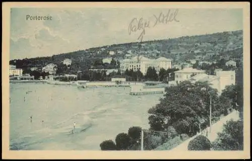 Postcard Portorose Portorož Palace Hotel Strand 1923