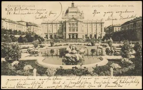 Postcard Zagreb Pavillon des arts 1914