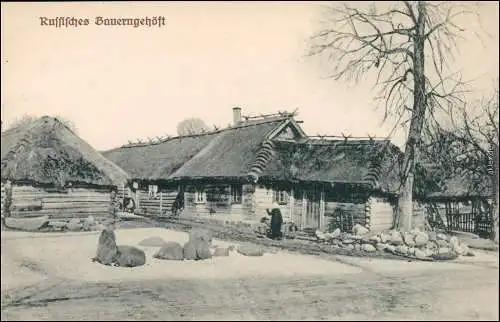 Postcard .Russland russisches Bauerngehöft 1917   Feldpostkarte