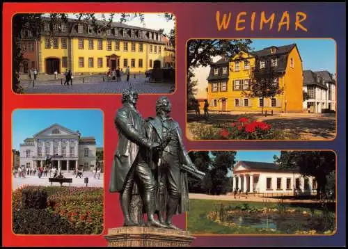 Weimar Mehrbild-AK u.a. Goethe-Schiller-Denkmal Römisches Haus Schillerhaus 2000