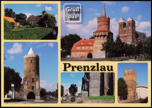 Prenzlau Mehrbild-AK   Blindower Torturm, Lutherdenkmal, Steintorturm 2000