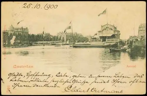 Postkaart Amsterdam Amsterdam Amstel - Boote Restaurant 1900