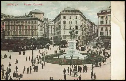 Cartolina Genua Genova (Zena) Piazza Corvetto. 1910