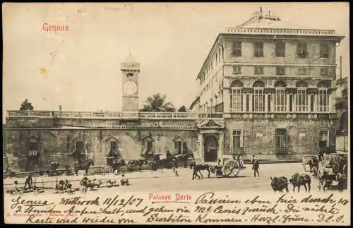 Cartolina Genua Genova (Zena) Palazzo Doria - Straßenpartie 1907