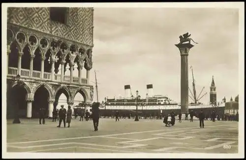 Cartolina Venedig Venezia Markusplatz Dampfer Steamer 1930