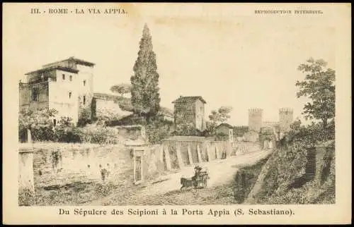 Cartolina Rom Roma Du Sépulcre des Scipioni à la Porta Appia 1912