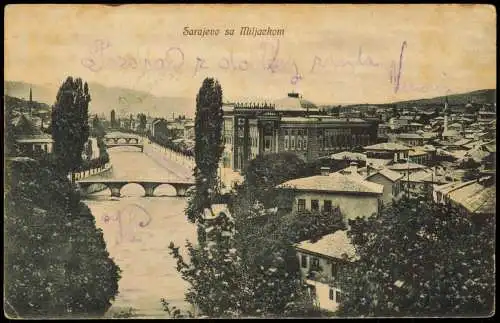 Postcard Sarajevo sa Miljackom 1911