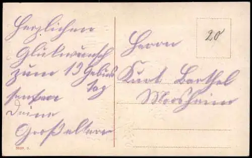 Ansichtskarte  Geburtstag Birthday Junge am Gabentisch 1914 Silberrand
