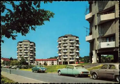 Lahr (Schwarzwald) Strassen Ansicht Hochhäuser mit Auto Verkehr 1966