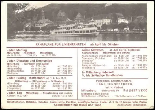 Ansichtskarte Miltenberg (Main) 4 Bild Schiff Personenreederei 1972