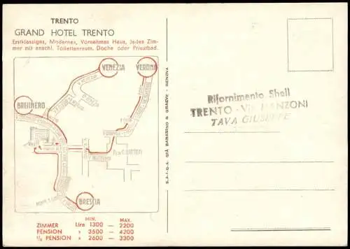 Cartolina Trient Trento GRAND HOTEL Künstlerkarte 1962