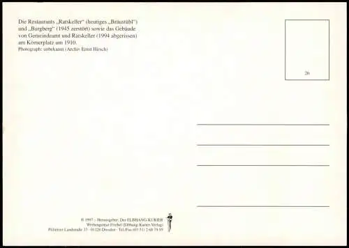 Loschwitz-Dresden Reproansicht Die Restaurants   Körnerplatz anno 1910 1997