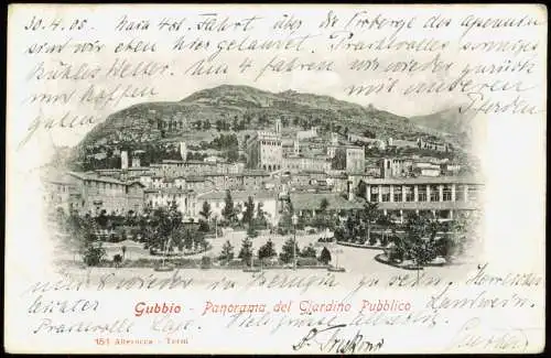 Cartolina Gubbio Panorama del Giardino Pubblico 1905