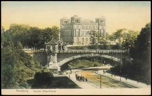 Ansichtskarte St. Pauli-Hamburg Kersten-Miles-Brücke, Straßenpartie 1908