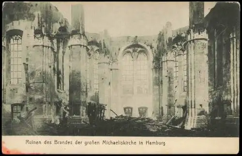 Ansichtskarte Hamburg Ruinen des Brandes der großen Michaeliskirche 1906