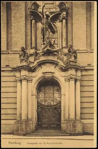 Ansichtskarte Neustadt-Hamburg Turmportal der St. Michaeliskirche. 1912