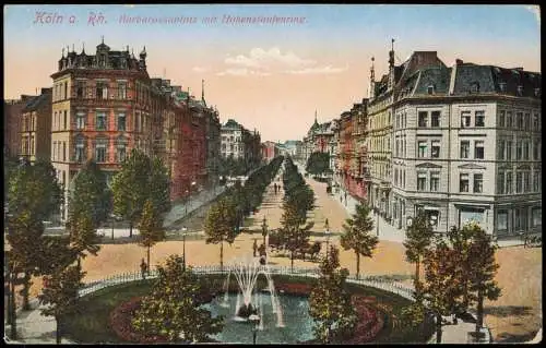 Ansichtskarte Köln Barbarossaplatz mit Hohenstaufenring 1917/1915