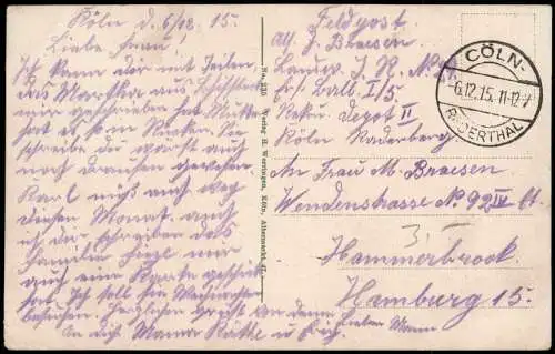 Ansichtskarte Köln Barbarossaplatz mit Hohenstaufenring 1917/1915