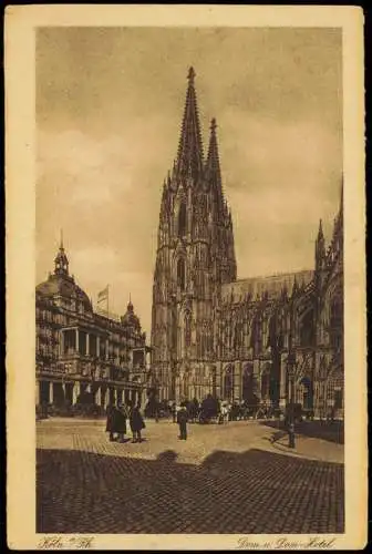 Ansichtskarte Köln Kölner Dom Vorplatz belebt mit Domhotel 1929