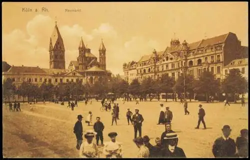 Ansichtskarte Köln belebter Neumarkt 1914
