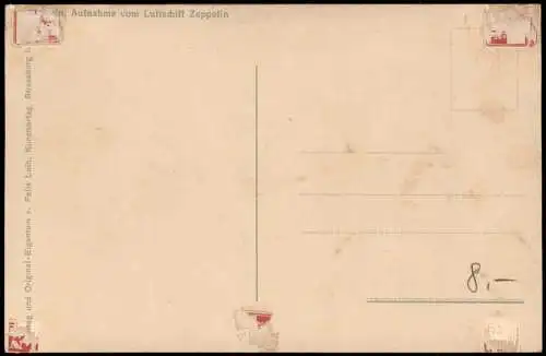 Köln Luftbild Aufnahme vom Luftschiff Zeppelin u.a Messe Deutz 1915