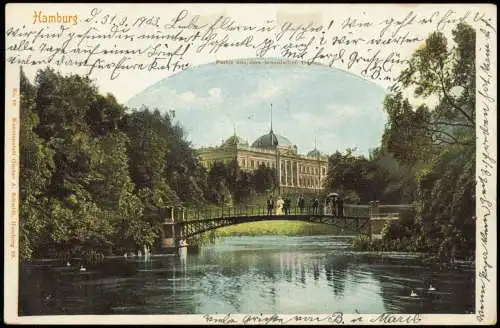 Ansichtskarte Hamburg Botanischer Garten - Brücke 1904