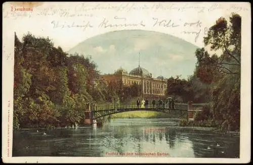 Ansichtskarte Hamburg Botanischer Garten Brücke 1901