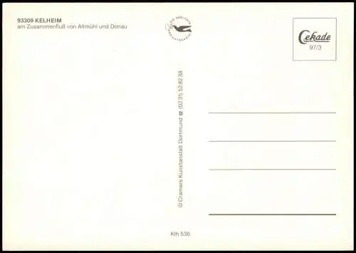 Kelheim Luftbild Partie am Zusammenfluß von Altmühl und Donau 1997