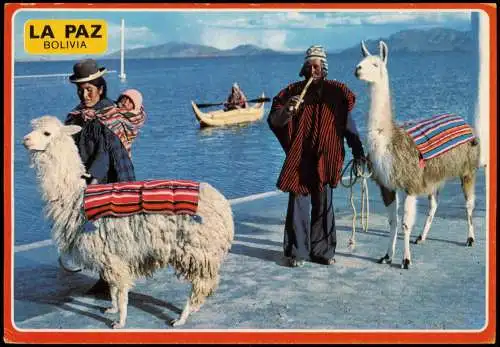 La Paz Vista del Lago Titicaca    Lake Titicaca Scenery with Reed Boat 1979