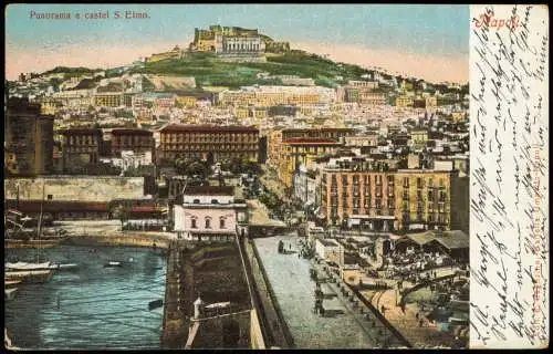 Cartolina Neapel Napoli Panorama e castel S. Elmo 1903