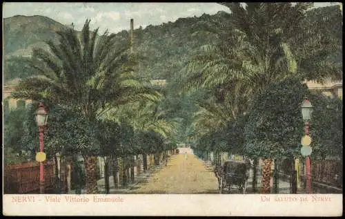 Nervi-Genua Genova (Zena) Viale Vittorio Emanuele UN SALUTO DA NERVI 1907