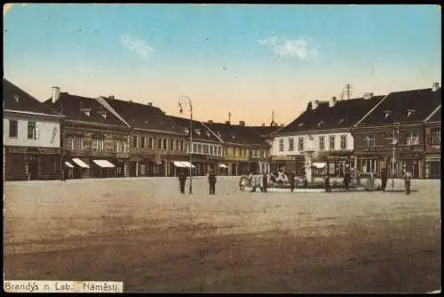 Postcard Brandeis (Elbe) Brandýs nad Labem Marktplatz Náměstí. 1913