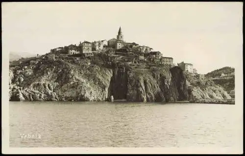 Postcard Vrbnik Krk Vörbnick Verbenico Stadt vom Meer 1937