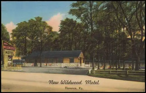 Postcard Florence Kentucky New Wildwood Motel USA 1954