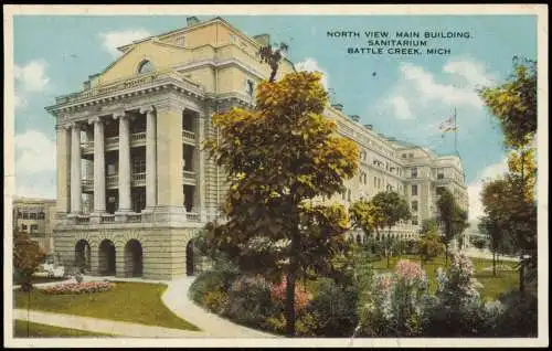 Postcard Battle Creek (Michigan) North View Sanatorium USA 1917