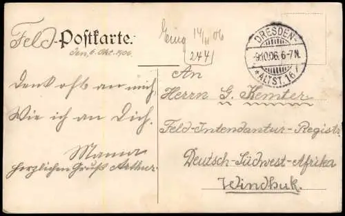 Dresden Cossebaude Liebenecke Besitzer: C. Benke 1906 nach DSWA als Feldpost