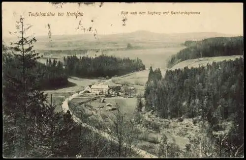 Kreischa Teufelsmühle, Blick nach dem Bugberg und Reinhardsgrimma 1911