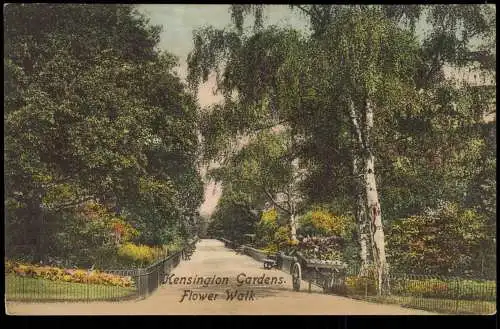 Postcard London Kensington Gardens Flower Walk 1910