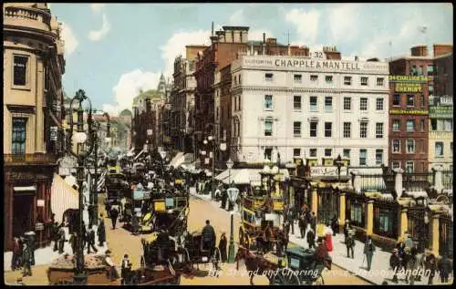 Charing Cross-London The Stand and Charing Cross (reges Verkehrs-Treiben) 1910