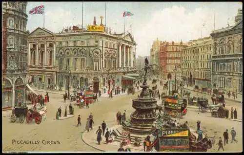 Postcard London Piccadilly Circus (Künstlerkarte) 1910