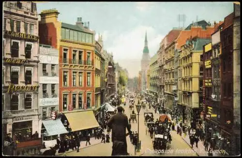 Postcard London Cheapside looking E. London 1910