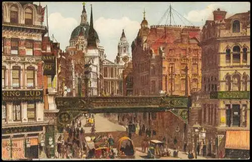 London Stadtteilansicht City View Stadtansicht (Künstlerkarte) 1910