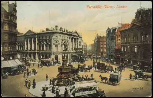 Postcard London Piccadilly Circus, Straßen-Ansicht, City-View 1910