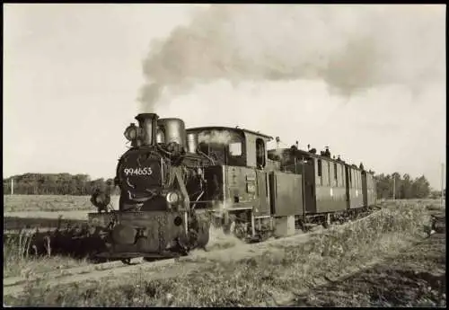 DDR Foto-/Sammelkarte Thema Dampflokomotive der Kleinbahn auf Rügen 1970