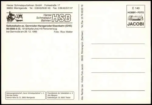 Harzer Schmalspurbahn Dampflokomotive mit Personenzug bei Gernrode 1995