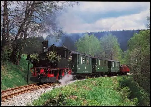 Dampflokomotive Museumsbahn Schmalzgrube 99 1542 mit Personenzug  Jöhstadt 1994