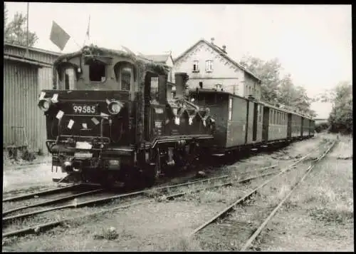 Ansichtskarte  Schmalspurdampflokomotive abfahrtsbereit im Bahnhof Sayda 1966