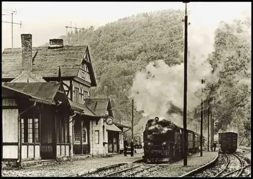 Ilfeld-Harztor Harzquerbahn - Dampflokomotive Typ: 99 0245-3 - im Bahnhof 1985